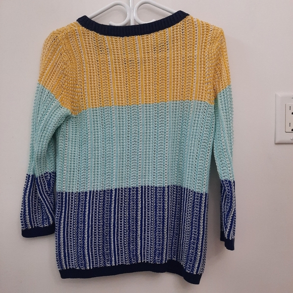 Club Monaco Color block Striped Knit Sweater Rainbow 90s - Picture 5 of 9